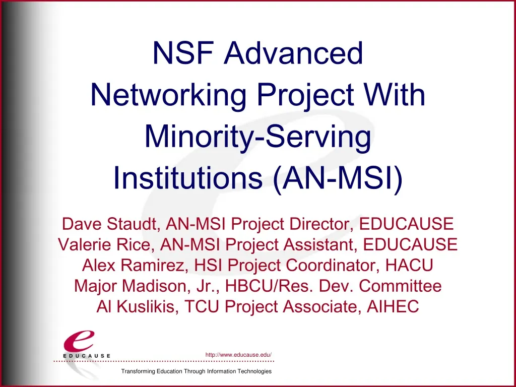 nsf advanced networking project with minority serving institutions an msi