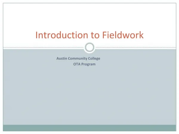 Introduction to Fieldwork