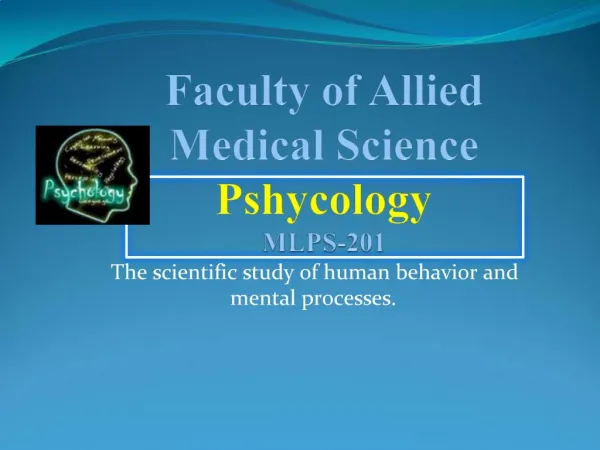 Faculty of Allied Medical Science Pshycology MLPS-201