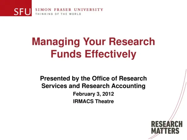 Managing Your Research Funds Effectively