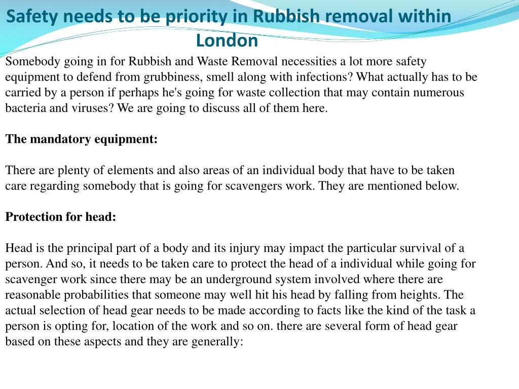 safety needs to be priority in rubbish removal within london