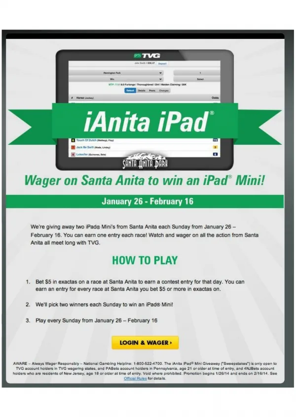 TVG 2014 Santa Anita Sweepstakes