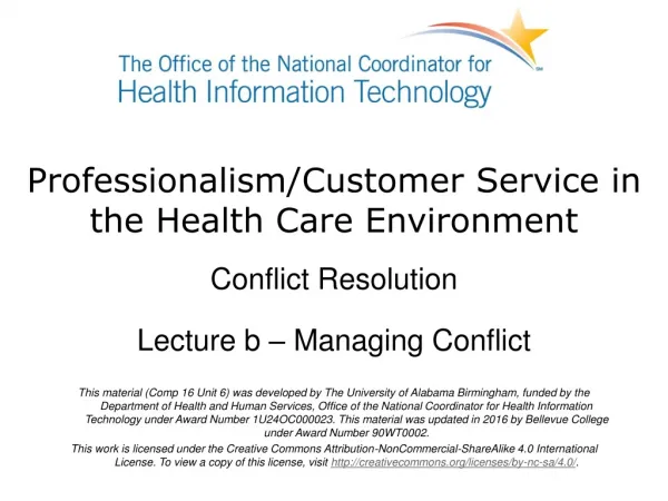 Professionalism/Customer Service in the Health Care Environment