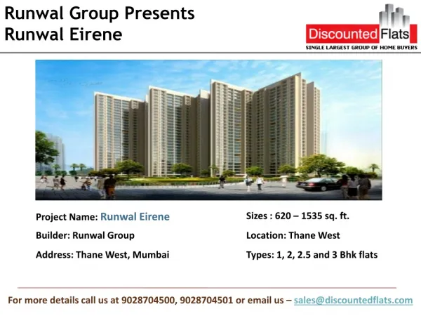 Runwal Eirene – a pre launch project by Runwal group located