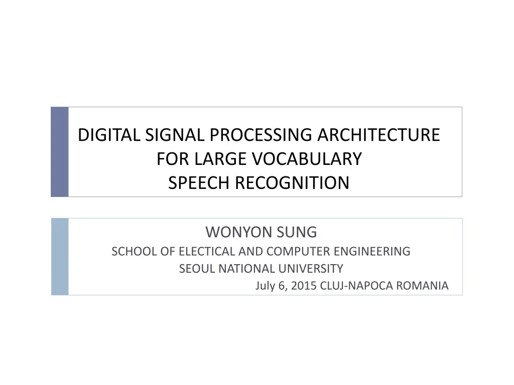 digital signal processing architecture for large vocabulary speech recognition