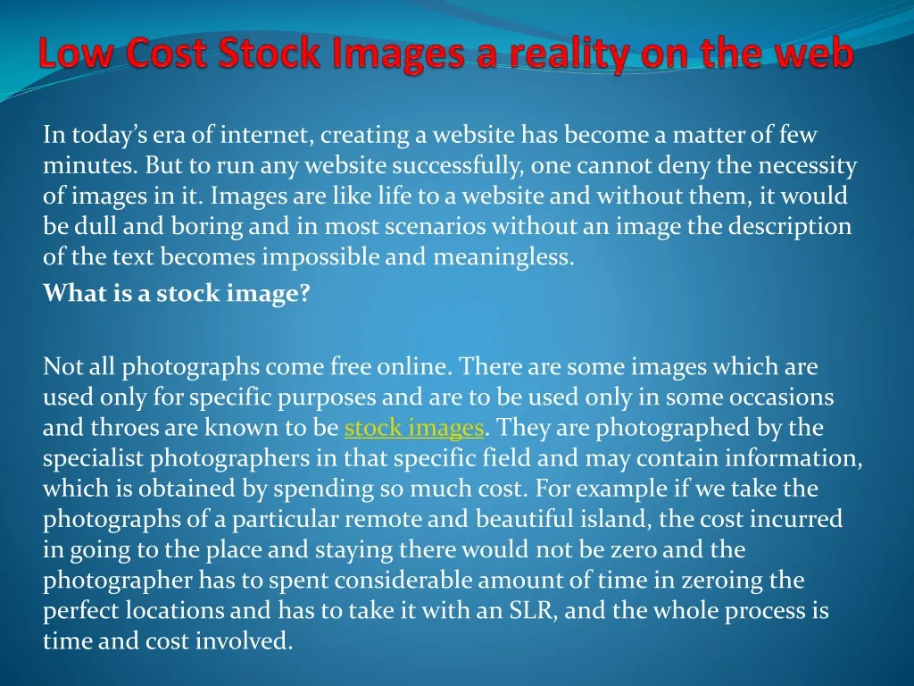 low cost stock images a reality on the web