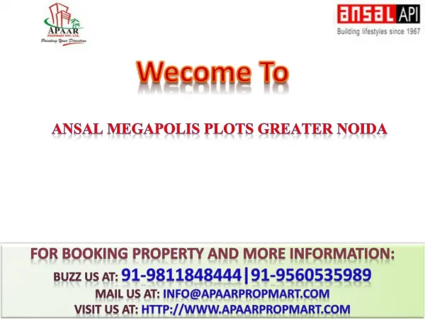 Ansal Megapolis Plots Resale 9811848444 Ansal API Plots Resa