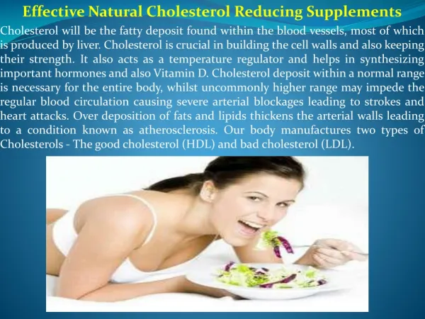 Effective Natural Cholesterol Reducing Supplements