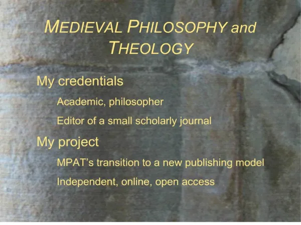 medieval philosophy and theology