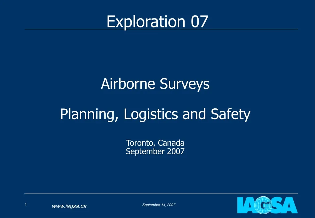 airborne surveys planning logistics and safety toronto canada september 2007