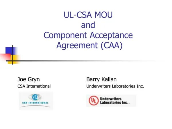 ul-csa mou and component acceptance agreement caa