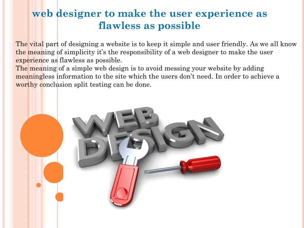 web designer to make the user experience