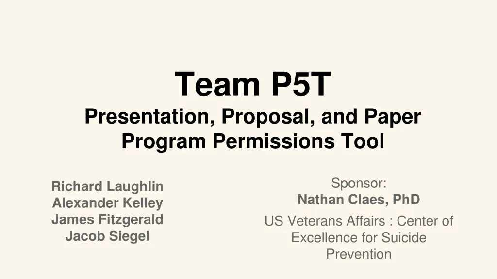 team p5t presentation proposal and paper program permissions tool
