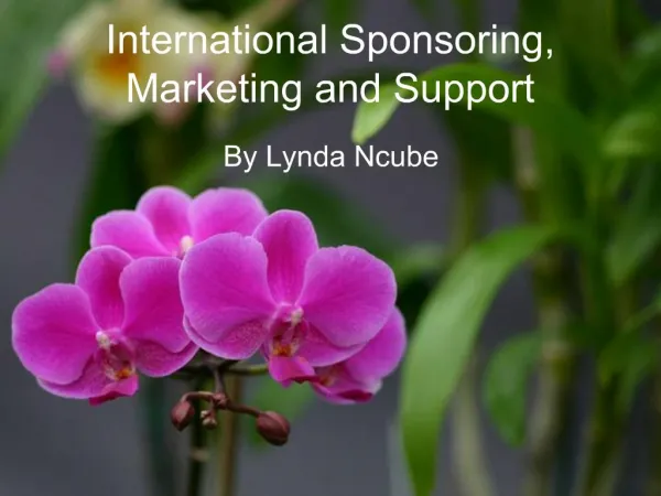 International Sponsoring, Marketing and Support