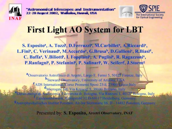 First Light AO System for LBT