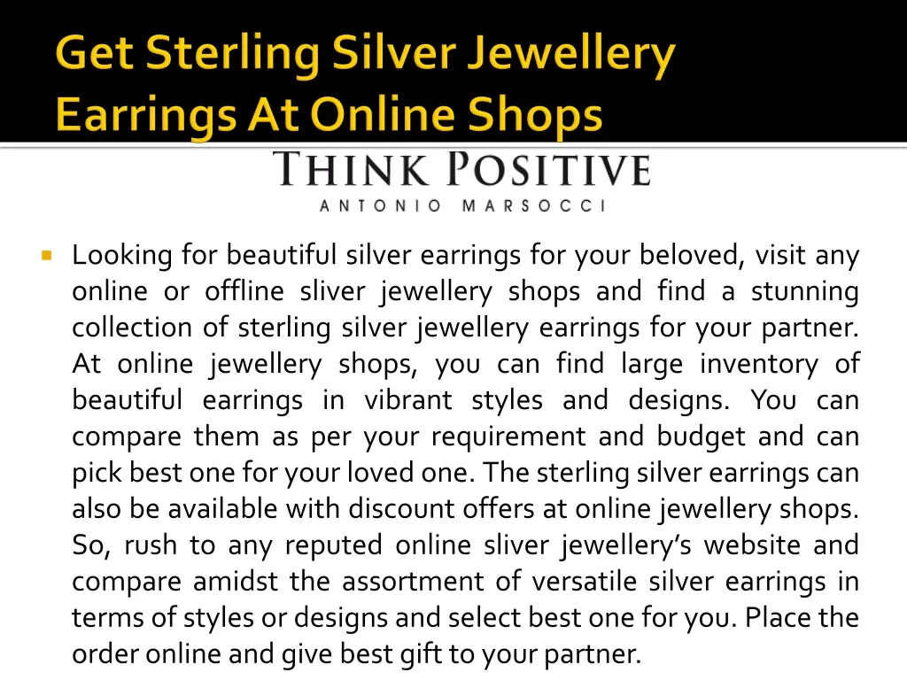 get sterling silver jewellery earrings at o nline shops