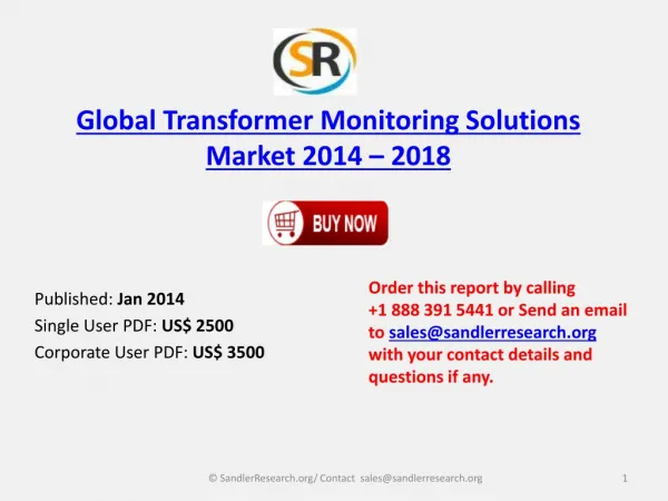 Transformer Monitoring Solutions Market Report 2014-2018
