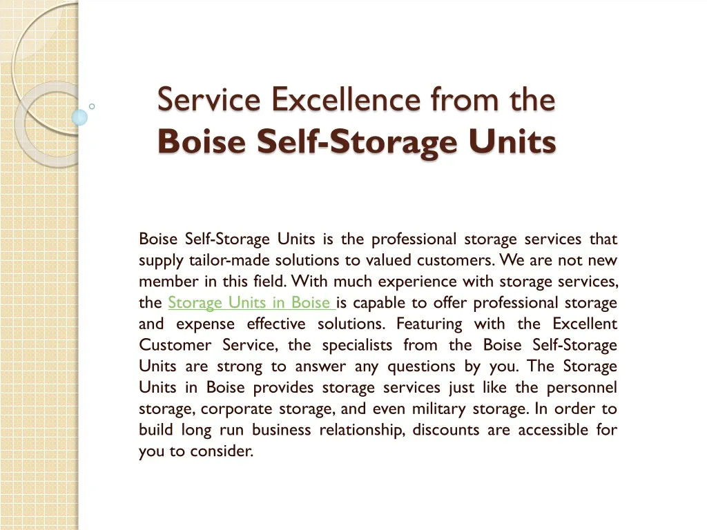 service excellence from the boise self storage units