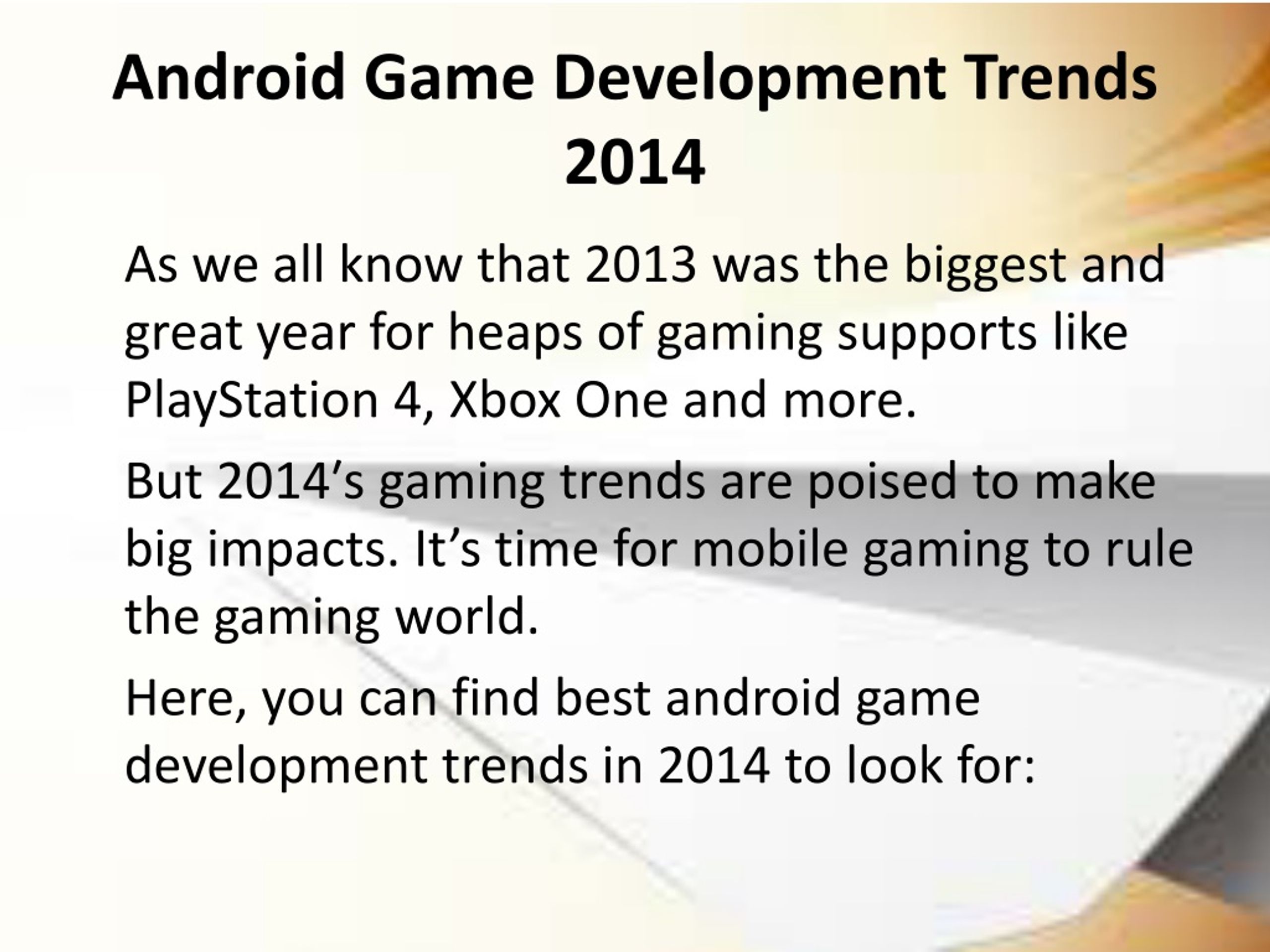 PPT - Android game Development Trends 2014 PowerPoint Presentation ...