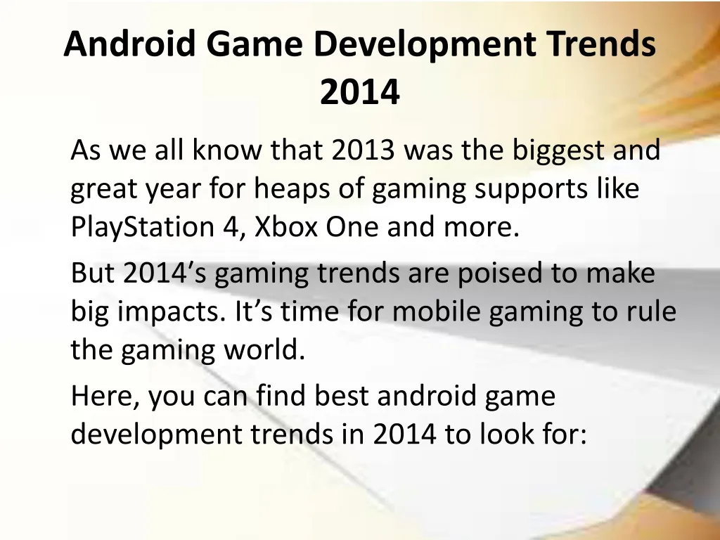 android game d evelopment trends 2014