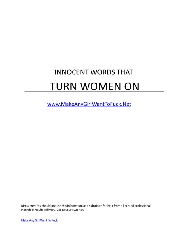INNOCENT WORDS THAT TURN WOMEN ON