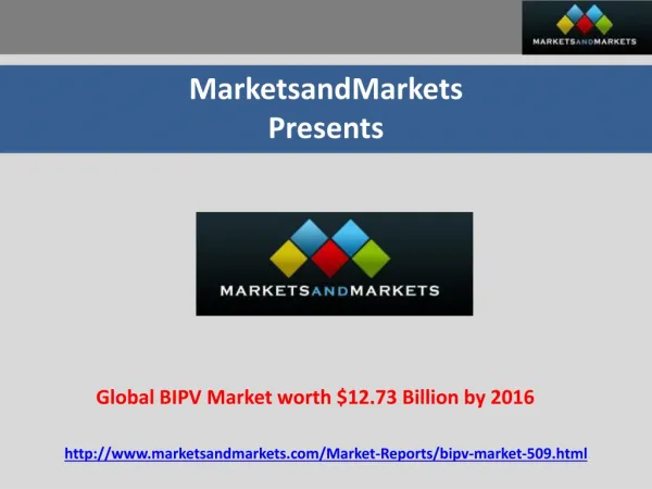 Global BIPV Market worth $12.73 Billion by 2016