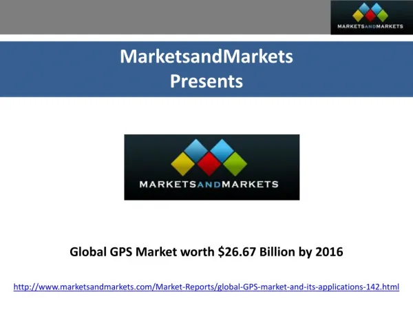 Global GPS Market worth $26.67 Billion by 2016