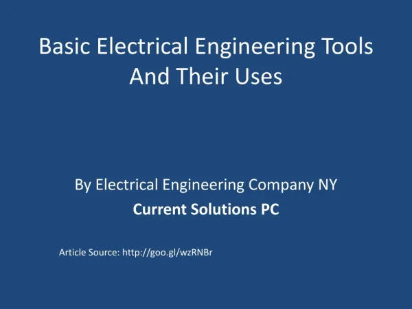 Basic Electrical Engineering Tools