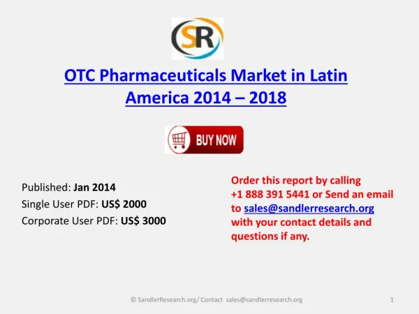Analysis for OTC Pharmaceuticals Market in Latin America 201
