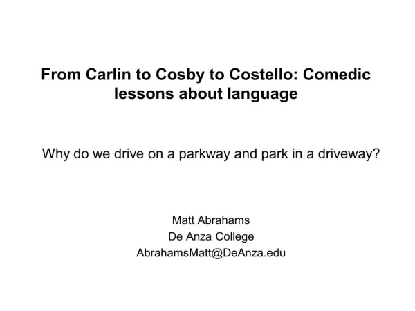 from carlin to cosby to costello: comedic lessons about language