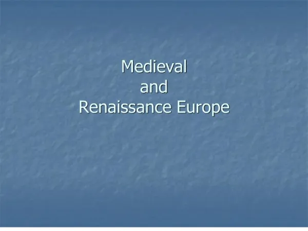 medieval and renaissance europe