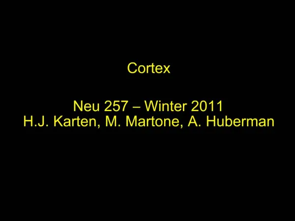 Cortex Neu 257 Winter 2011 H.J. Karten, M. Martone, A. Huberman