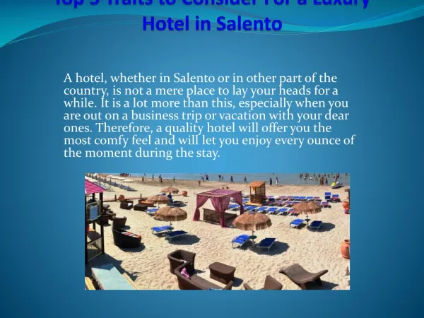 Top 5 Traits to Consider For a Luxury Hotel in Salento
