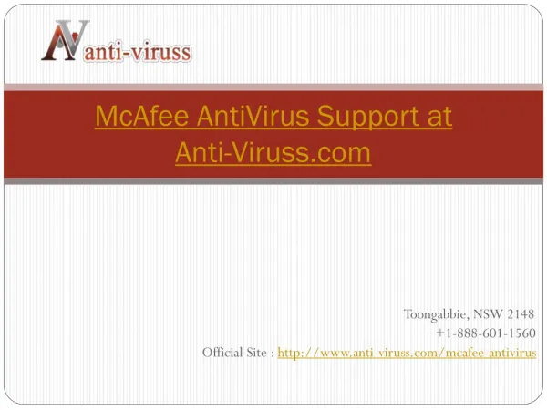 McAfee AntiVirus Support at Anti-Viruss.c