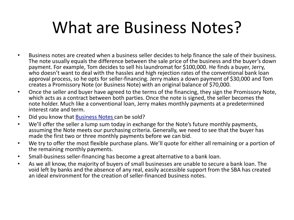what are business notes