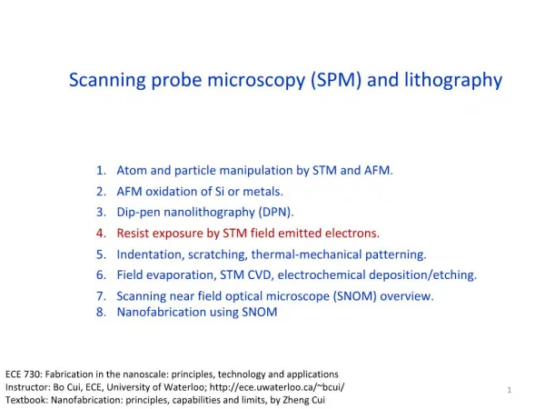 Scanning probe microscopy SPM and lithography