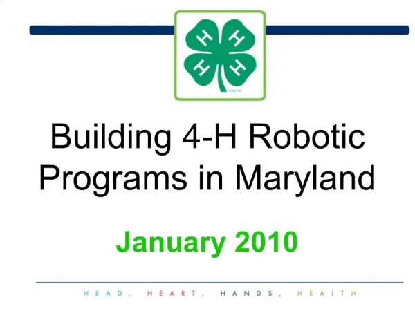 Building 4-H Robotic Programs in Maryland