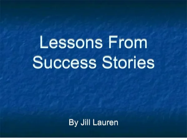 lessons from success stories