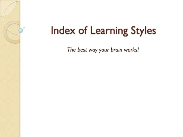 Index of Learning Styles