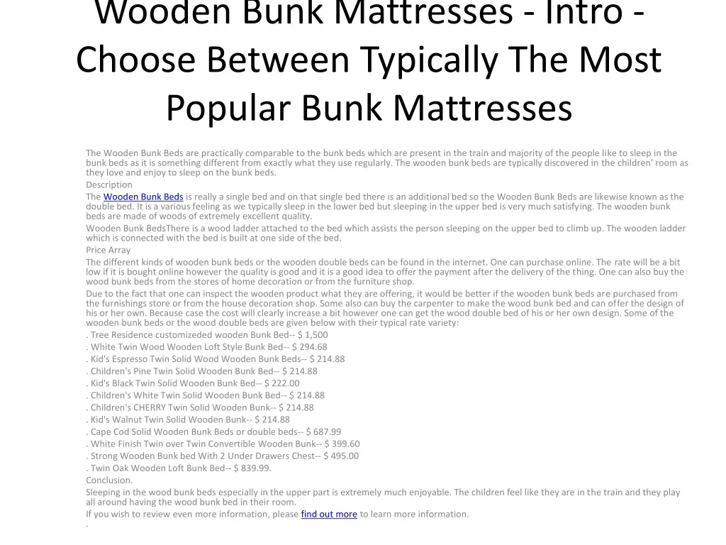 wooden bunk mattresses intro choose between typically the most popular bunk mattresses