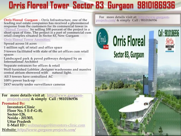 orris floreal commercial projects gurgaon, 9810186936, orri