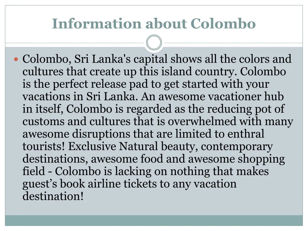 information about colombo
