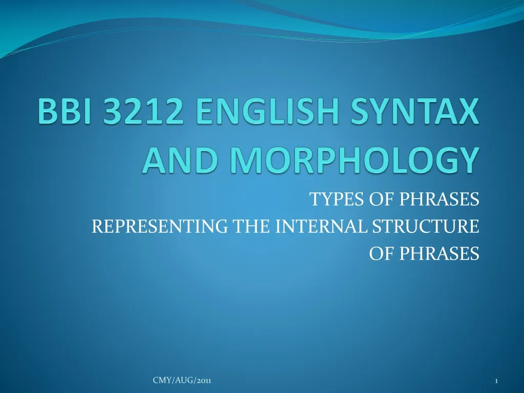bbi 3212 english syntax and morphology