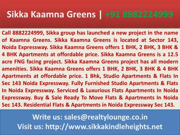 sikka kaamna greens sector 143 noida expressway