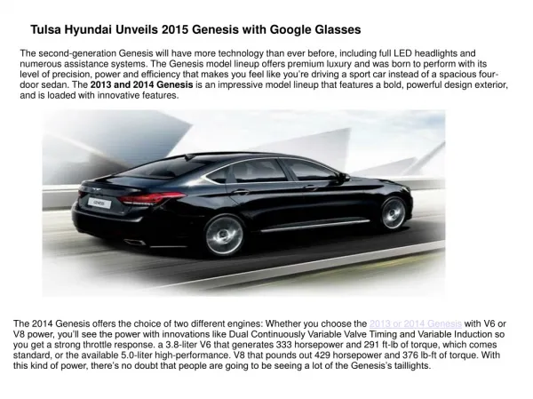 Tulsa Hyundai Unveils 2015 Genesis with Google Glasses