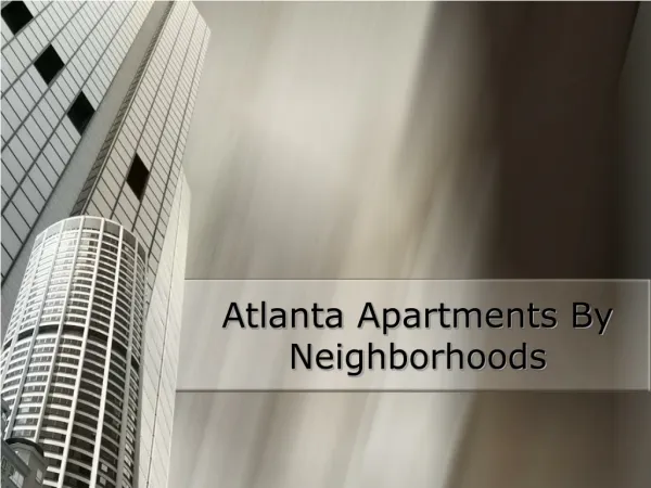 Atlanta Apartments By Neighborhoods
