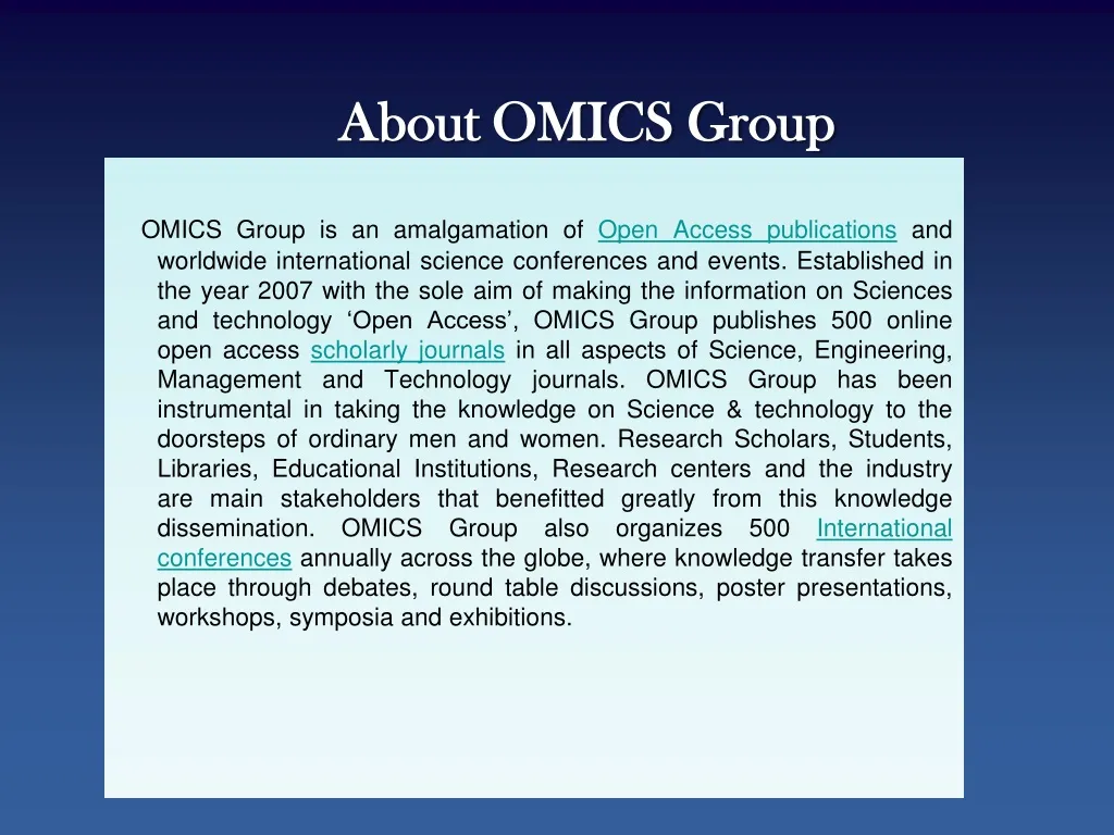 about omics group