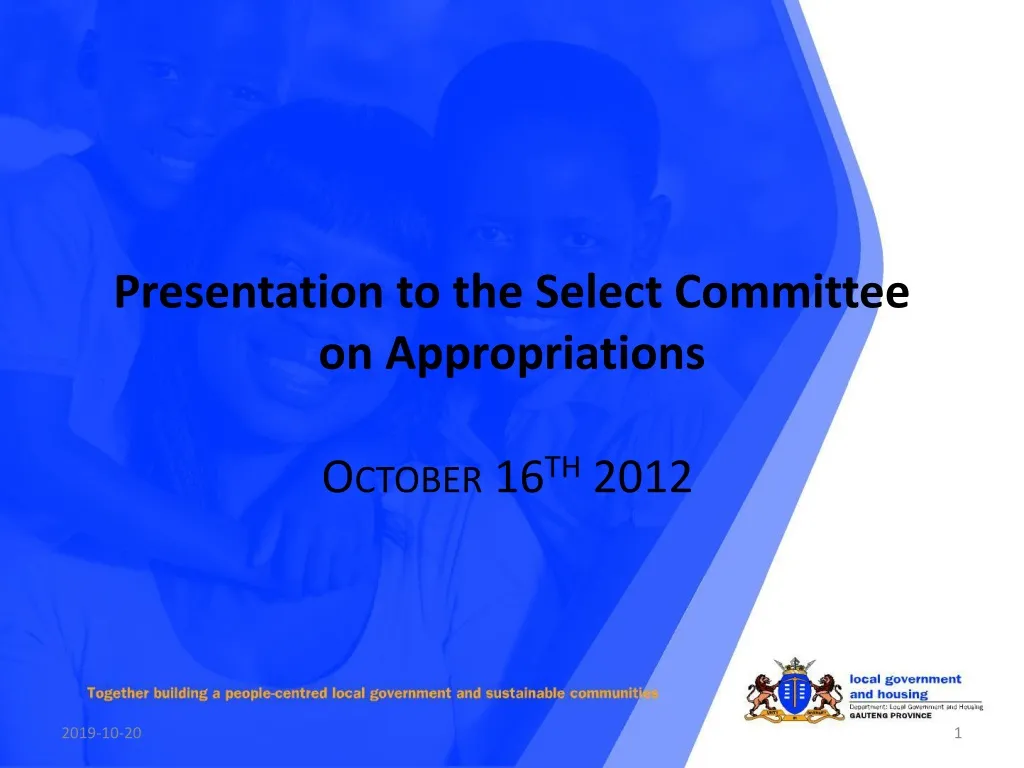 presentation to the select committee on appropriations