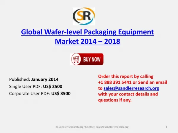 World Wafer-level Packaging Equipment Market 2014 to 2018