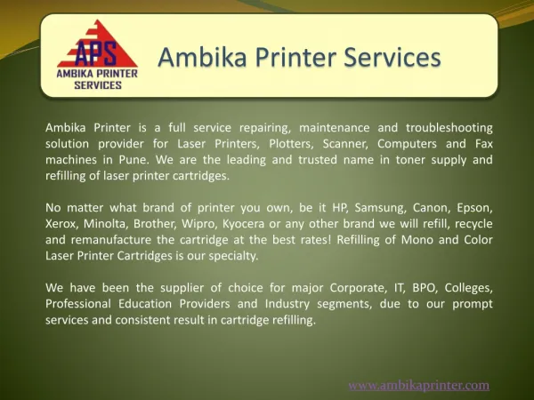 Ambika Printers-Plotters-Laptop Repairing Services in Pune